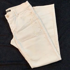 WHBM: White embroidered beaded jeans